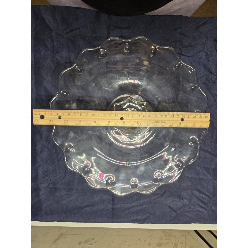 Indiana Glass Pedestal Cake Stand, 12"‎ Round with Scalloped Decorative Edge